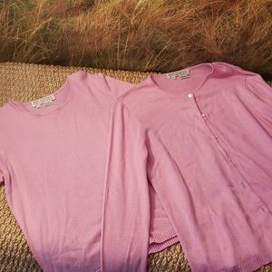 Saks Fifth Avenue Pink Cashmere Sweater Set Large